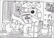 coloriage wallace et gromit lecture du manuel pour chien